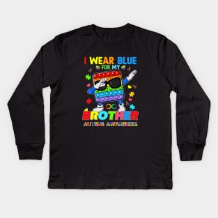 Poplt Dab I Wear Blue For My Brother Puzzle Autism Awareness Kids Long Sleeve T-Shirt